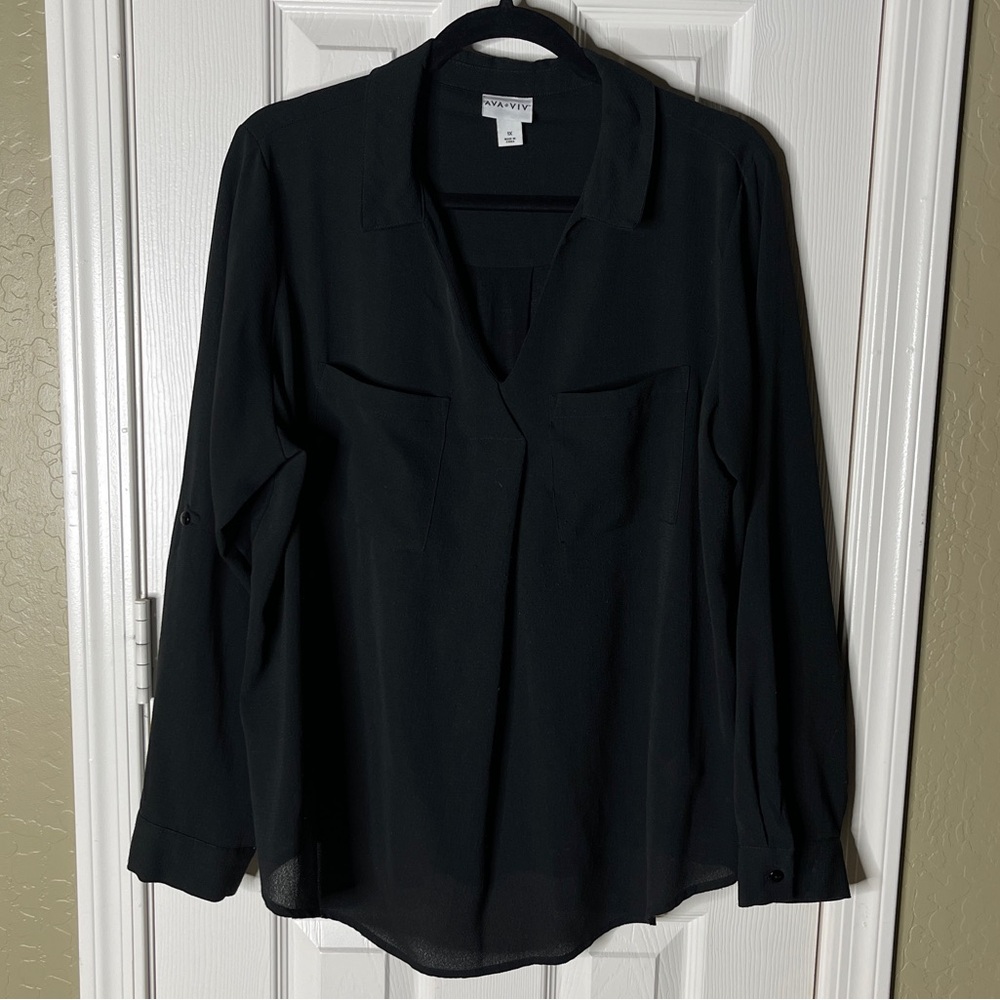 Ava & Viv Women's Black Blouse